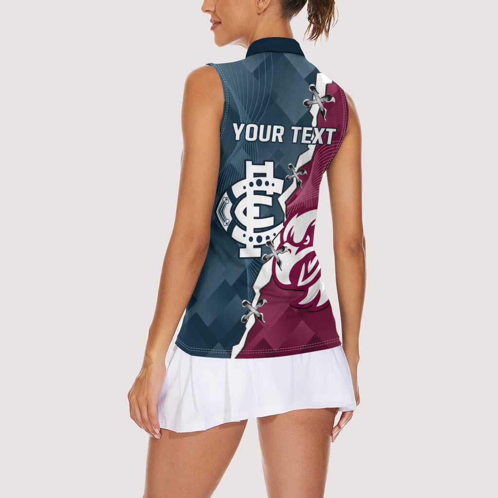 Personalised NRL Eagles and AFL Blues Women Sleeveless Polo Shirt Dynamic Style