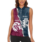 Personalised NRL Eagles and AFL Blues Women Sleeveless Polo Shirt Dynamic Style