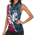 Personalised NRL Eagles and AFL Blues Women Sleeveless Polo Shirt Dynamic Style