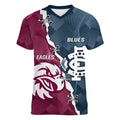 Personalised NRL Eagles and AFL Blues Women V-Neck T-Shirt Dynamic Style
