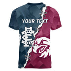 Personalised NRL Eagles and AFL Blues Women V-Neck T-Shirt Dynamic Style