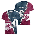 Personalised NRL Eagles and AFL Blues Women V-Neck T-Shirt Dynamic Style