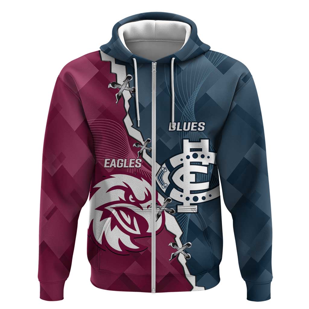 Personalised NRL Eagles and AFL Blues Zip Hoodie Dynamic Style