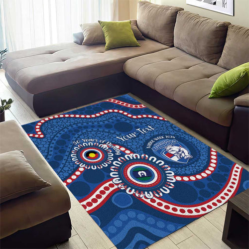 Western Bulldogs NAIDOC 2026 Personalised Area Rug 50 Years of Deadly Aboriginal Art