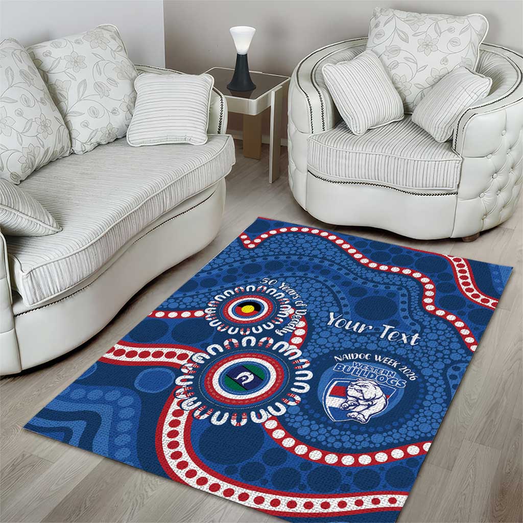 Western Bulldogs NAIDOC 2026 Personalised Area Rug 50 Years of Deadly Aboriginal Art