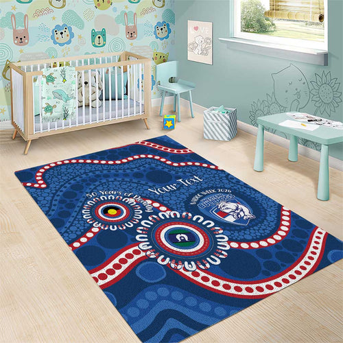 Western Bulldogs NAIDOC 2026 Personalised Area Rug 50 Years of Deadly Aboriginal Art