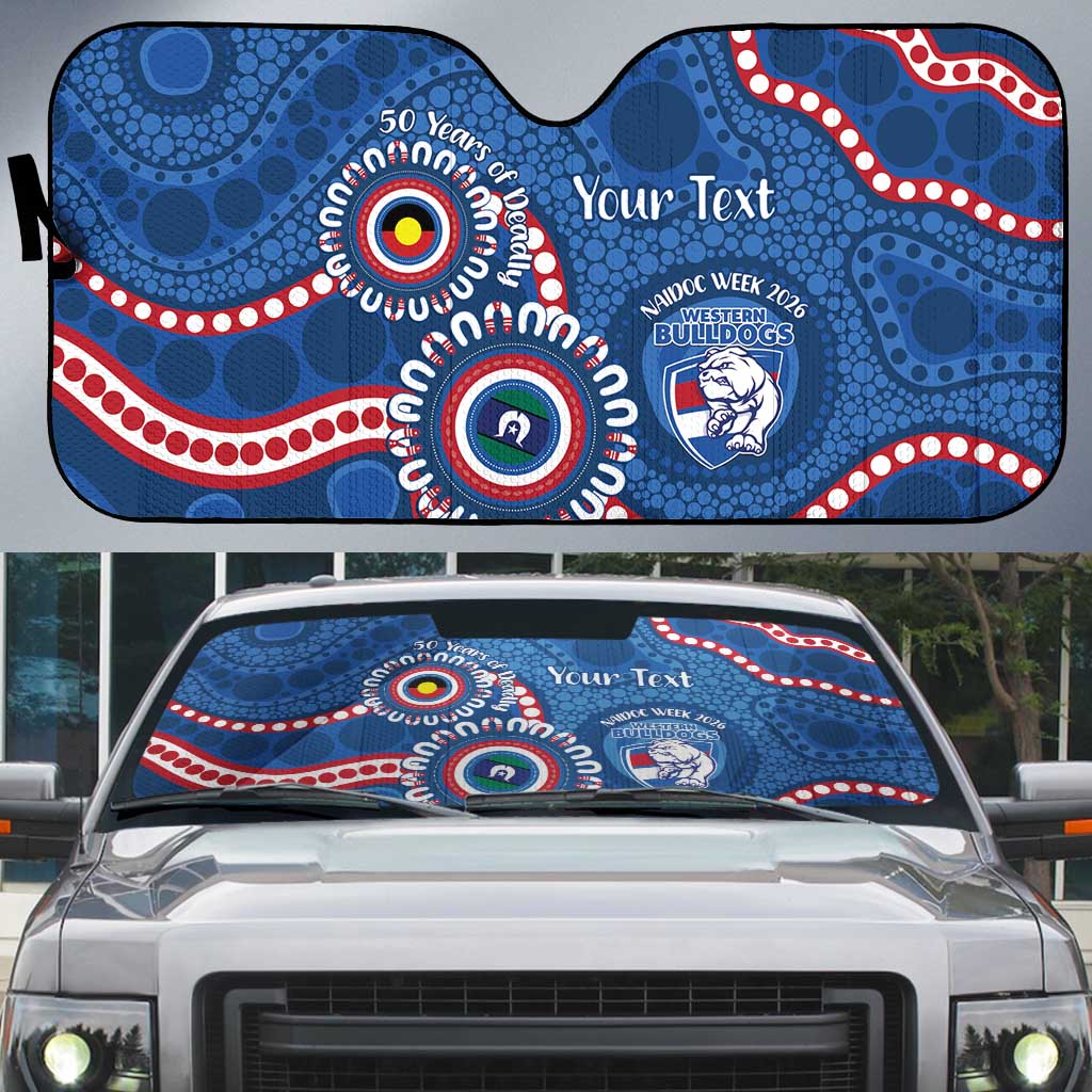 Western Bulldogs NAIDOC 2026 Personalised Auto Sun Shade 50 Years of Deadly Aboriginal Art