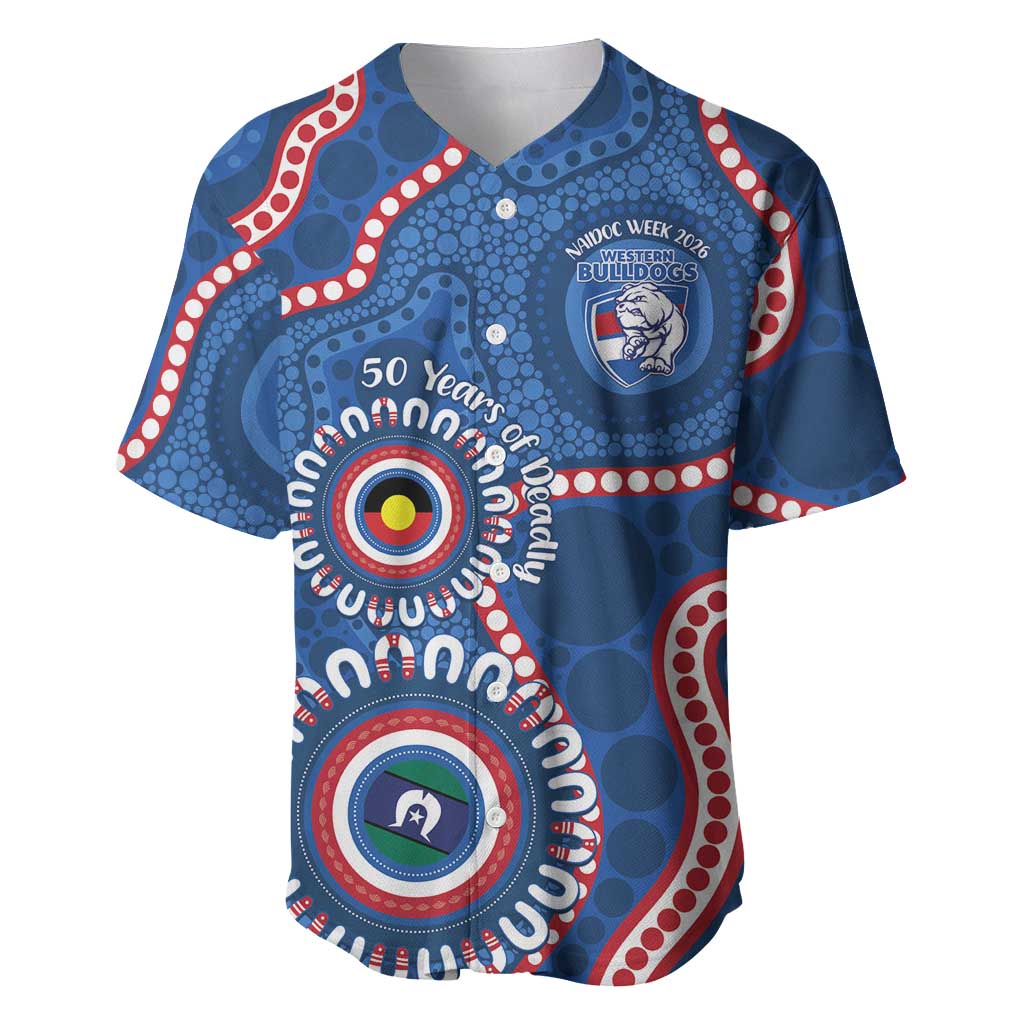 Western Bulldogs NAIDOC 2026 Personalised Baseball Jersey 50 Years of Deadly Aboriginal Art