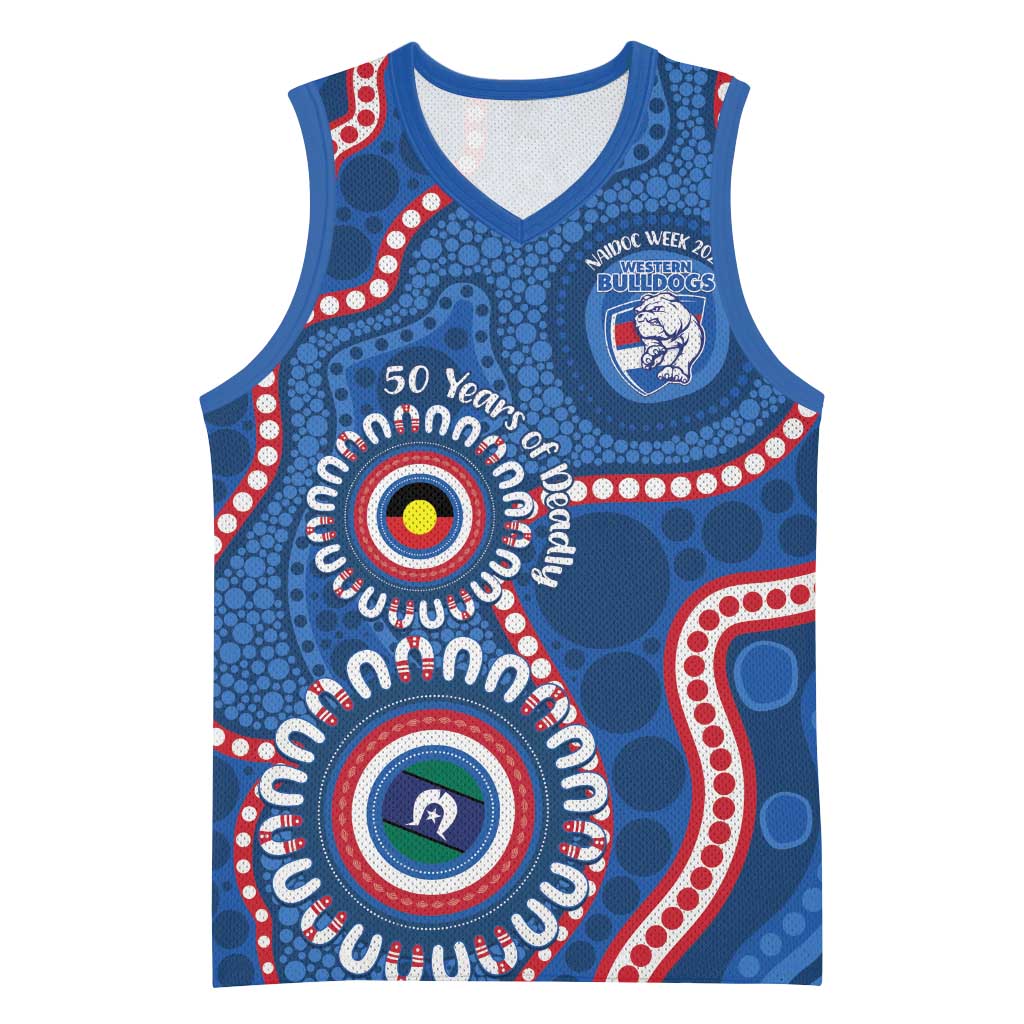 Western Bulldogs NAIDOC 2026 Personalised Basketball Jersey 50 Years of Deadly Aboriginal Art