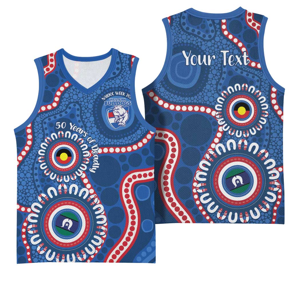 Western Bulldogs NAIDOC 2026 Personalised Basketball Jersey 50 Years of Deadly Aboriginal Art
