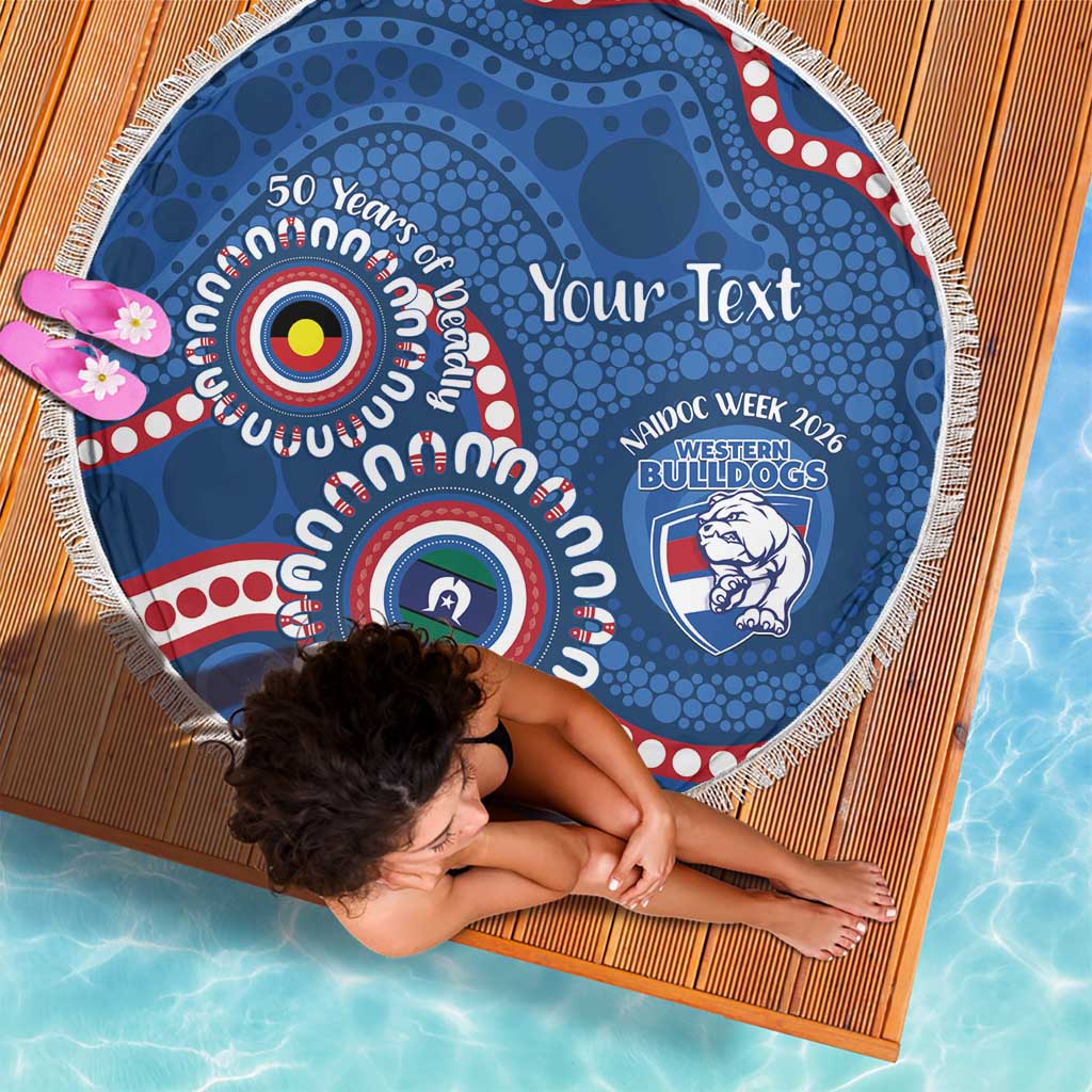 Western Bulldogs NAIDOC 2026 Personalised Beach Blanket 50 Years of Deadly Aboriginal Art