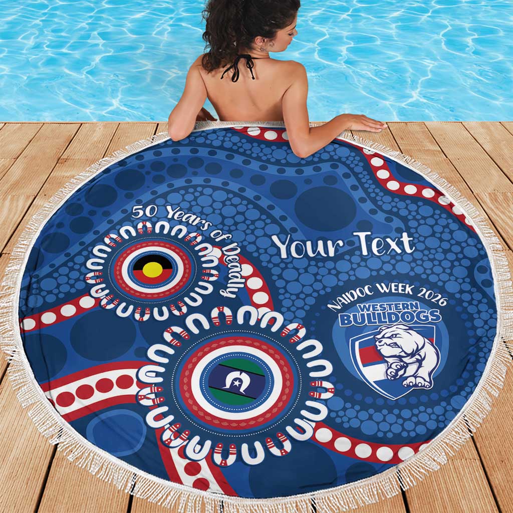 Western Bulldogs NAIDOC 2026 Personalised Beach Blanket 50 Years of Deadly Aboriginal Art