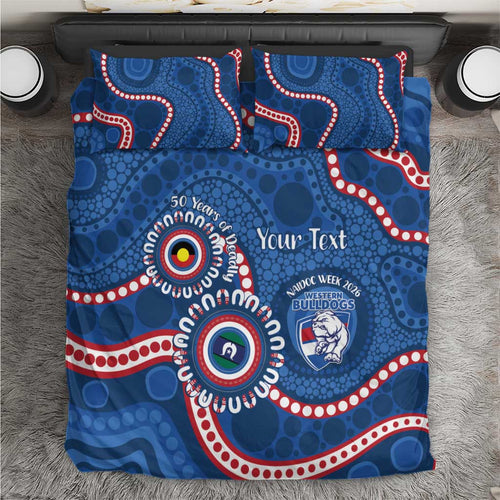 Western Bulldogs NAIDOC 2026 Personalised Bedding Set 50 Years of Deadly Aboriginal Art