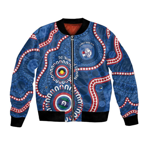Western Bulldogs NAIDOC 2026 Personalised Bomber Jacket 50 Years of Deadly Aboriginal Art