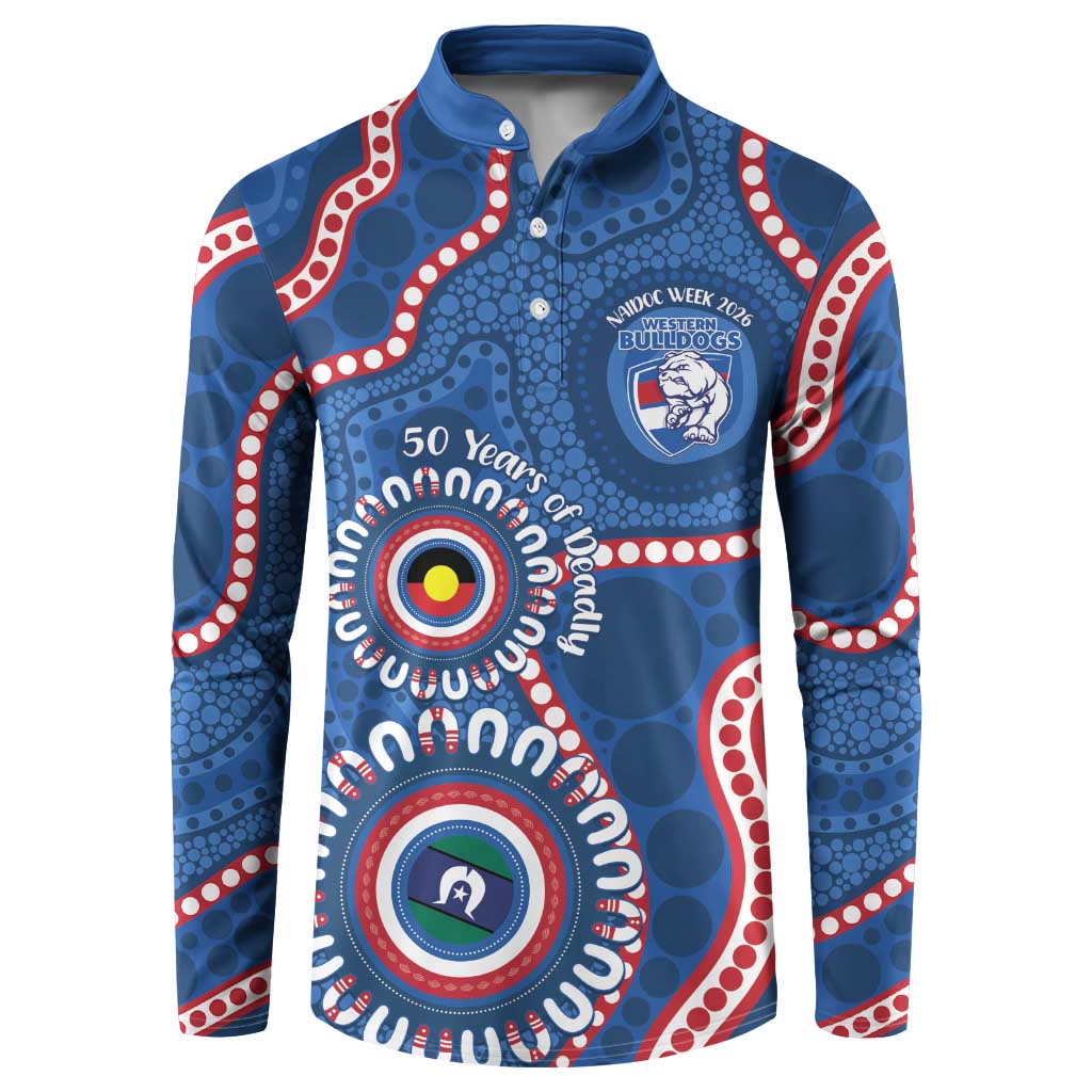 Western Bulldogs NAIDOC 2026 Personalised Button Sweatshirt 50 Years of Deadly Aboriginal Art