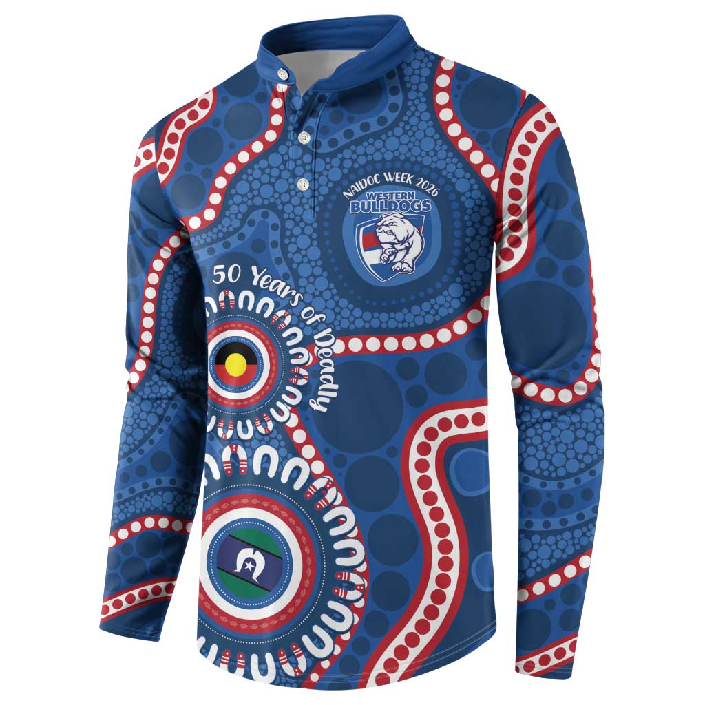 Western Bulldogs NAIDOC 2026 Personalised Button Sweatshirt 50 Years of Deadly Aboriginal Art