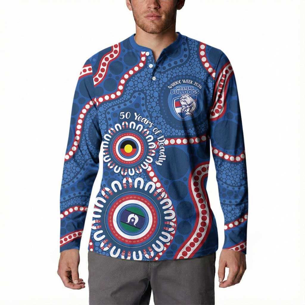 Western Bulldogs NAIDOC 2026 Personalised Button Sweatshirt 50 Years of Deadly Aboriginal Art
