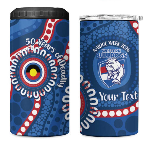 Western Bulldogs NAIDOC 2026 Personalised 4 in 1 Can Cooler Tumbler 50 Years of Deadly Aboriginal Art