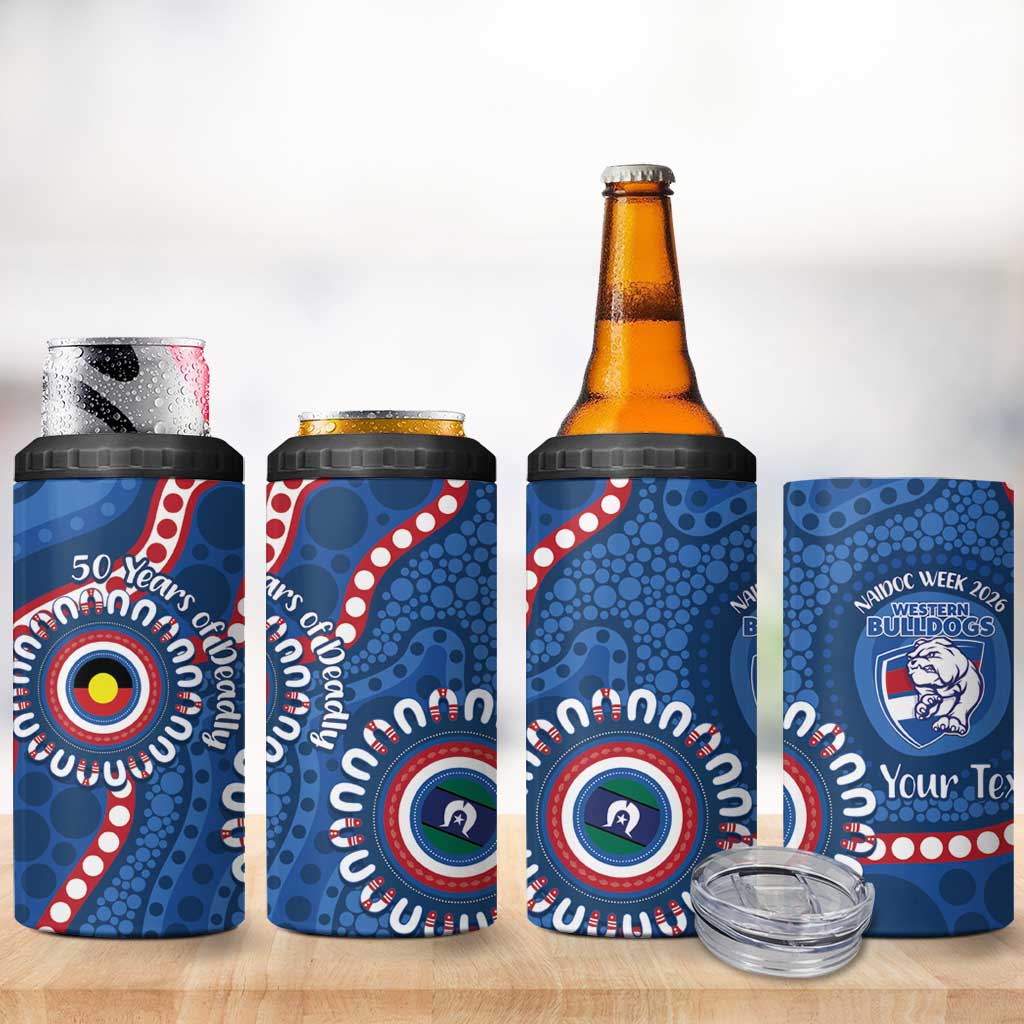 Western Bulldogs NAIDOC 2026 Personalised 4 in 1 Can Cooler Tumbler 50 Years of Deadly Aboriginal Art