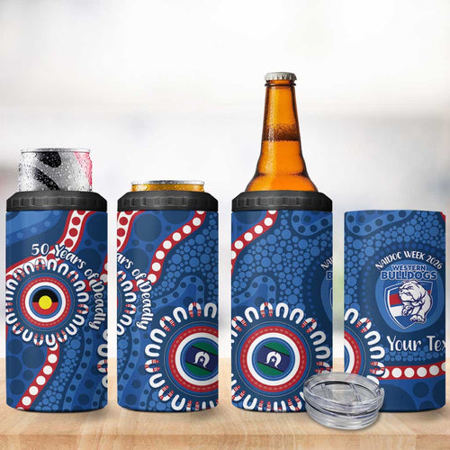 Western Bulldogs NAIDOC 2026 Personalised 4 in 1 Can Cooler Tumbler 50 Years of Deadly Aboriginal Art