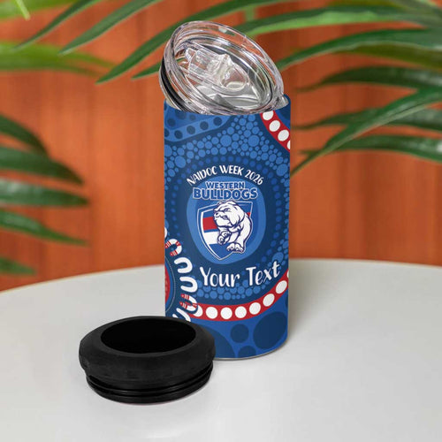 Western Bulldogs NAIDOC 2026 Personalised 4 in 1 Can Cooler Tumbler 50 Years of Deadly Aboriginal Art