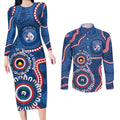 Western Bulldogs NAIDOC 2026 Personalised Couples Matching Long Sleeve Bodycon Dress and Long Sleeve Button Shirt 50 Years of Deadly Aboriginal Art