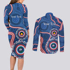 Western Bulldogs NAIDOC 2026 Personalised Couples Matching Long Sleeve Bodycon Dress and Long Sleeve Button Shirt 50 Years of Deadly Aboriginal Art