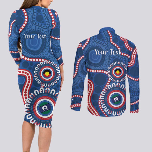 Western Bulldogs NAIDOC 2026 Personalised Couples Matching Long Sleeve Bodycon Dress and Long Sleeve Button Shirt 50 Years of Deadly Aboriginal Art
