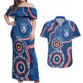Western Bulldogs NAIDOC 2026 Personalised Couples Matching Off Shoulder Maxi Dress and Hawaiian Shirt 50 Years of Deadly Aboriginal Art