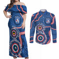 Western Bulldogs NAIDOC 2026 Personalised Couples Matching Off Shoulder Maxi Dress and Long Sleeve Button Shirt 50 Years of Deadly Aboriginal Art