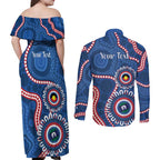 Western Bulldogs NAIDOC 2026 Personalised Couples Matching Off Shoulder Maxi Dress and Long Sleeve Button Shirt 50 Years of Deadly Aboriginal Art