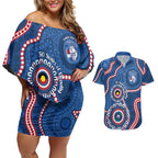 Western Bulldogs NAIDOC 2026 Personalised Couples Matching Off Shoulder Short Dress and Hawaiian Shirt 50 Years of Deadly Aboriginal Art