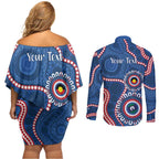 Western Bulldogs NAIDOC 2026 Personalised Couples Matching Off Shoulder Short Dress and Long Sleeve Button Shirt 50 Years of Deadly Aboriginal Art