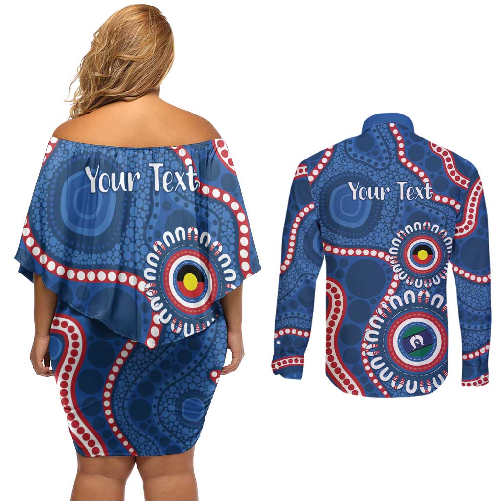 Western Bulldogs NAIDOC 2026 Personalised Couples Matching Off Shoulder Short Dress and Long Sleeve Button Shirt 50 Years of Deadly Aboriginal Art