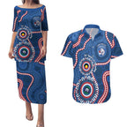 Western Bulldogs NAIDOC 2026 Personalised Couples Matching Puletasi and Hawaiian Shirt 50 Years of Deadly Aboriginal Art