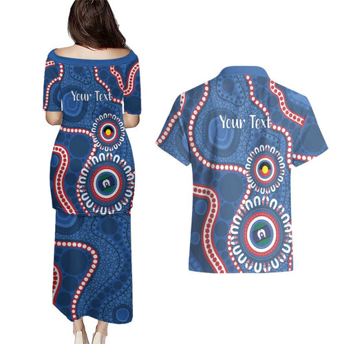 Western Bulldogs NAIDOC 2026 Personalised Couples Matching Puletasi and Hawaiian Shirt 50 Years of Deadly Aboriginal Art