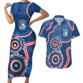 Western Bulldogs NAIDOC 2026 Personalised Couples Matching Short Sleeve Bodycon Dress and Hawaiian Shirt 50 Years of Deadly Aboriginal Art