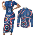 Western Bulldogs NAIDOC 2026 Personalised Couples Matching Short Sleeve Bodycon Dress and Long Sleeve Button Shirt 50 Years of Deadly Aboriginal Art