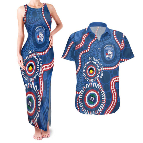 Western Bulldogs NAIDOC 2026 Personalised Couples Matching Tank Maxi Dress and Hawaiian Shirt 50 Years of Deadly Aboriginal Art
