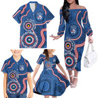 Western Bulldogs NAIDOC 2026 Personalised Family Matching Off The Shoulder Long Sleeve Dress and Hawaiian Shirt 50 Years of Deadly Aboriginal Art