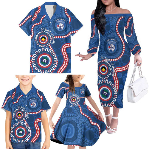 Western Bulldogs NAIDOC 2026 Personalised Family Matching Off The Shoulder Long Sleeve Dress and Hawaiian Shirt 50 Years of Deadly Aboriginal Art