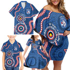 Western Bulldogs NAIDOC 2026 Personalised Family Matching Off Shoulder Short Dress and Hawaiian Shirt 50 Years of Deadly Aboriginal Art