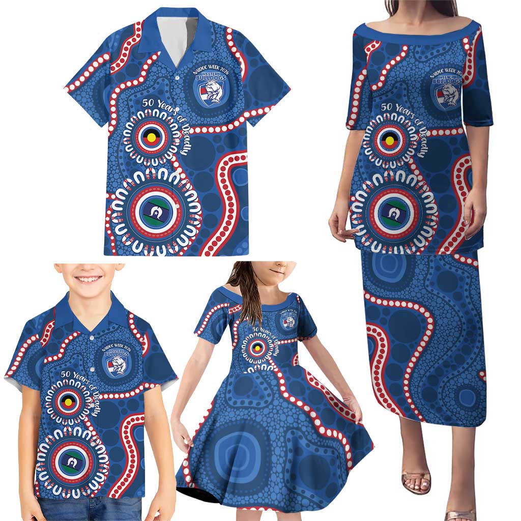 Western Bulldogs NAIDOC 2026 Personalised Family Matching Puletasi and Hawaiian Shirt 50 Years of Deadly Aboriginal Art