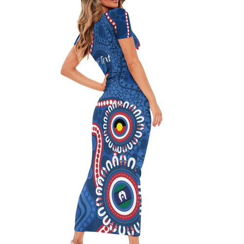 Western Bulldogs NAIDOC 2026 Personalised Family Matching Short Sleeve Bodycon Dress and Hawaiian Shirt 50 Years of Deadly Aboriginal Art
