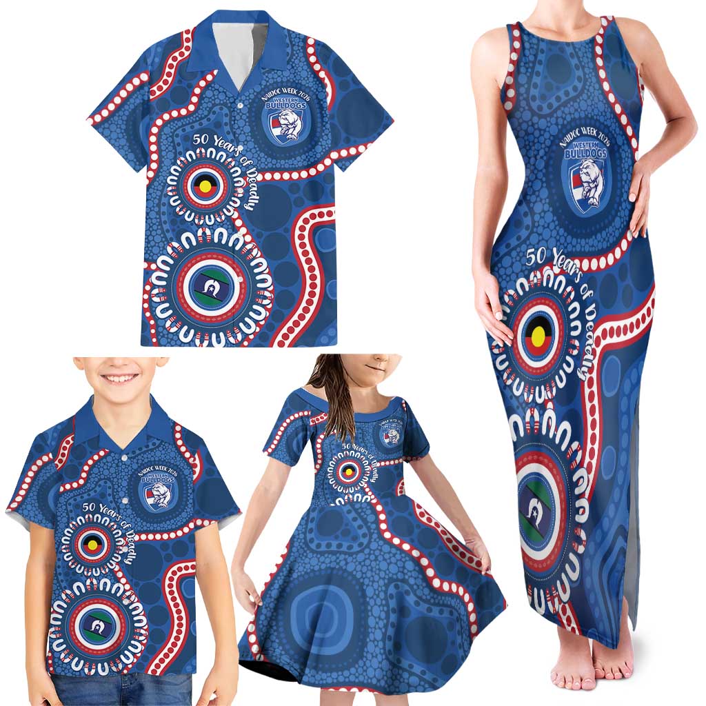 Western Bulldogs NAIDOC 2026 Personalised Family Matching Tank Maxi Dress and Hawaiian Shirt 50 Years of Deadly Aboriginal Art