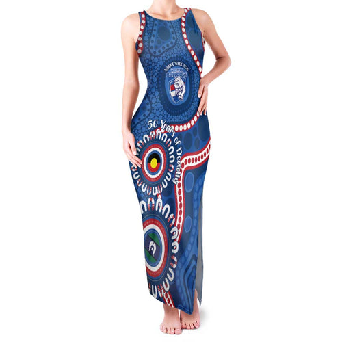 Western Bulldogs NAIDOC 2026 Personalised Family Matching Tank Maxi Dress and Hawaiian Shirt 50 Years of Deadly Aboriginal Art