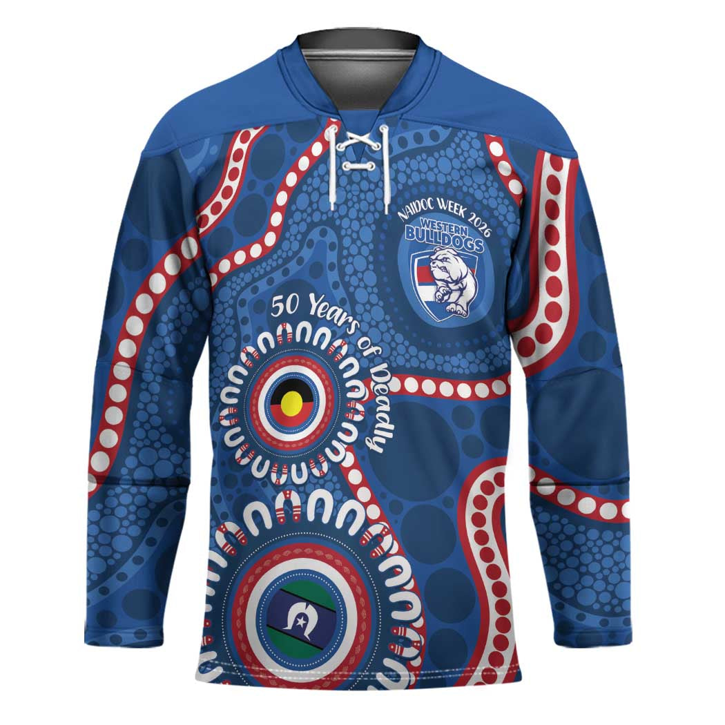 Western Bulldogs NAIDOC 2026 Personalised Hockey Jersey 50 Years of Deadly Aboriginal Art