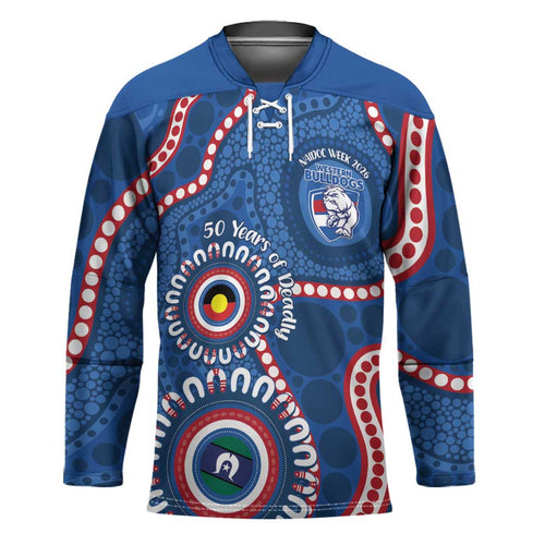 Western Bulldogs NAIDOC 2026 Personalised Hockey Jersey 50 Years of Deadly Aboriginal Art