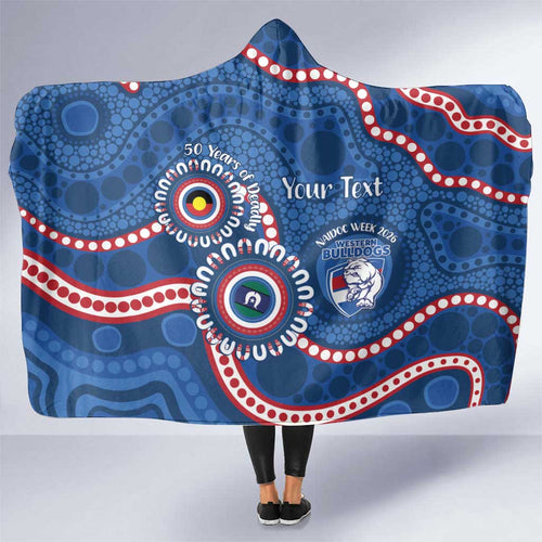 Western Bulldogs NAIDOC 2026 Personalised Hooded Blanket 50 Years of Deadly Aboriginal Art