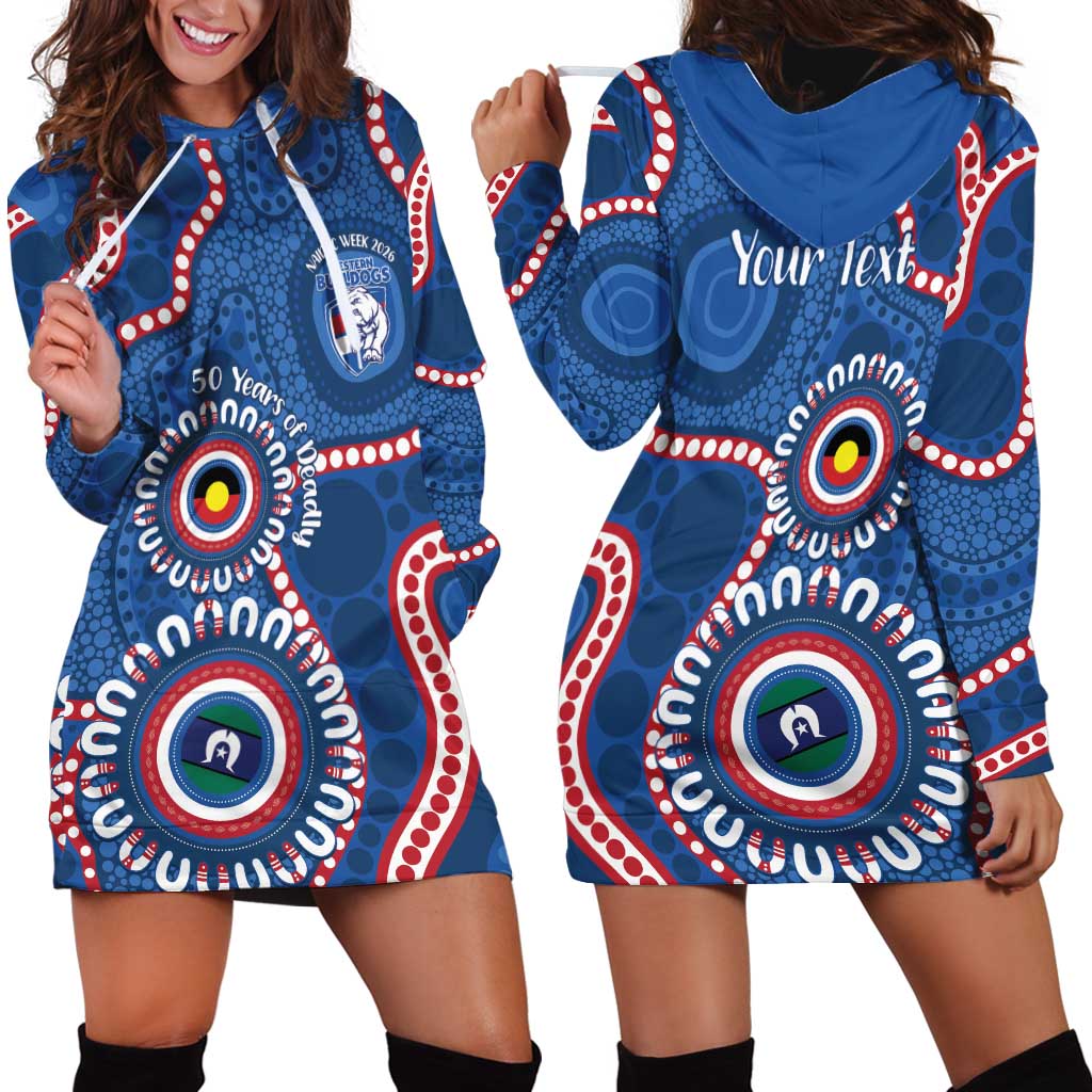 Western Bulldogs NAIDOC 2026 Personalised Hoodie Dress 50 Years of Deadly Aboriginal Art